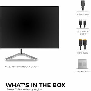 ViewSonic VX2776-4K-MHDU 27 Inch 4K IPS Monitor with Ultra HD Resolution, 65W USB C, HDR10 Content Support, Thin Bezels, H