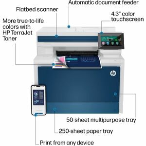 HP 4301fdn Laser Multifunction Printer - Color - White - Copier/Fax/Printer/Scanner - 35 ppm Color Print - 600 x 600 dpi P