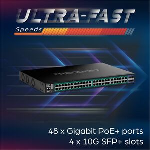 TRENDnet Web Smart TPE-3524SF 48 Ports Manageable Ethernet Switch - Gigabit Ethernet, 10 Gigabit Ethernet - 1000Base-T, 10