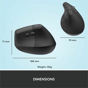 MOUSE SEM FIO BT LOGITECH ERGONOMICO LIFT GRAFITE W