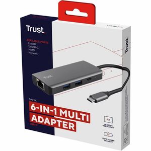 Trust Dalyx USB-Typ C Docking Station für Tablet-PC, Notebook, Monitor, Smartphone, Desktop-PC - Ladefunktion - Silber - 4