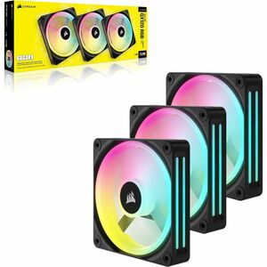 Corsair iCUE QX120 Cooling Fan - 3 x Fan(s) - 63.10 CFM Maximum Airflow - 2400 rpm - Magnetic Dome Bearing - RGB LED - Bla