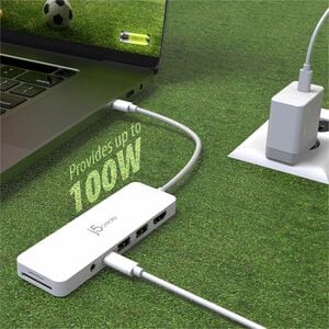 j5create USB Tipo C Estação de ancoragem - Leitor de cartão de memória - SD, microSD - Branco - USB tipo A - USB Tipo C - 