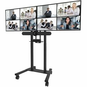 Neomounts Mounting Adapter for Display Screen, Wall Mount, Floor Stand - Black - Height Adjustable - 2 Display(s) Supporte