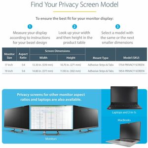 StarTech.com Filtro Privacy per laptop da 19" 5:4, Pellicola protettiva antiriflesso con riduzione luce della blu del 51%,