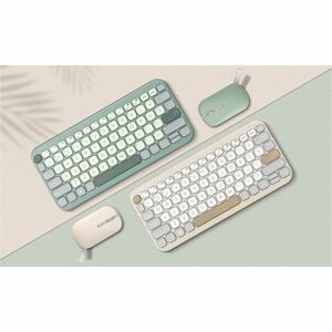 Asus Marshmallow KW100-OM Keyboard - Wireless Connectivity - Oat Milk - Scissors Keyswitch - Bluetooth - 5 - 10 m (393.70"