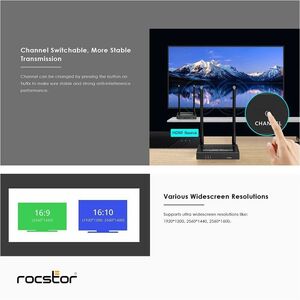 Rocstor TrueReach 4K@60Hz HDMI over Wireless Extender - 4K 60Hz up to 164ft (50m) - Long Range - Wireless HDMI 4K 60Hz Vid
