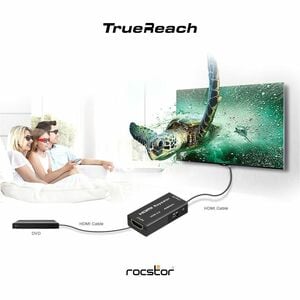 Rocstor TrueReach 4Kx2K HDMI Repeater Extender - HDMI2.0 Signal Booster & Video Amplifier - Up to 132 ft (40m) 1080p, 4K@3