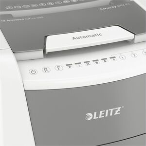 Leitz IQ Autofeed 300 Paper Shredder - Continuous Shredder - Cross Cut - 10 Per Pass - for shredding Staples, Paper - P-4 