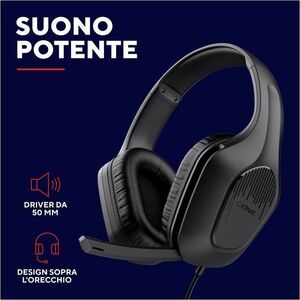 Casque de jeu Trust Gaming Zirox 415 - Filaire - Design Supra-auriculaire, Par dessus l'Oreille - Stéréo - Couleur Noir - 