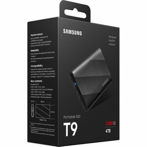 Samsung T9 4 TB Portable Solid State Drive - External - Black - Desktop PC, Notebook, Tablet, Gaming Console, Smart TV, Ca