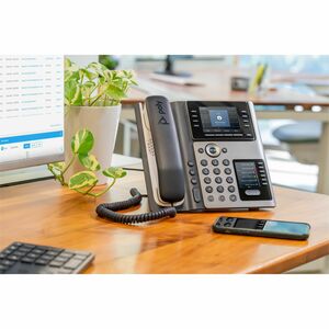 Poly Edge E450 IP Phone - Corded - Corded/Cordless - Wi-Fi, Bluetooth - Desktop - Black - VoIP - IEEE 802.11a/b/g/n/ac - 2