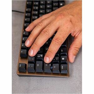 CHERRY KC 200 MX Keyboard - Cable Connectivity - USB 2.0 Type A Interface - English (US) - Black, Bronze - Mechanical/MX K