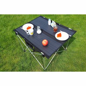 Technaxx Foldable Solar Camping Table 60W TX-252 - Frosted Rectangle Top - Matte Folding Base - 4 Legs - 44.10 lb Capacity