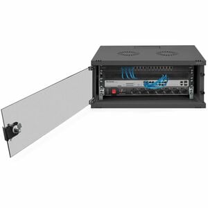 Digitus 4U Wall Mountable Enclosed Cabinet Rack Cabinet for Networking270 mm Rack Depth - Black - Glass, Sheet Steel - 60 