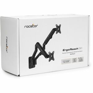 Rocstor ErgoReach Mounting Arm for Monitor, Display - Black - Landscape/Portrait - 2 Display(s) Supported - 17" to 27" Scr