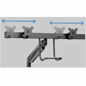 Bras support d'écran V7 DM1HDD pour Moniteur, Affichage - Noir mat - Support de barre à ressort à gaz robuste V7 pour doub