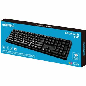 Adesso Multi-OS Mechanical Keyboard With CoPilot AI Hotkey - Cable Connectivity - USB Interface - 104 Key(s) - Multimedia,