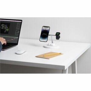 Belkin BoostCharge Pro Induction Charger - White - For iPhone - MagSafe Technology, Magnetic, Fast Charging, LED Indicator