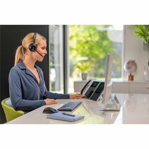 Poly Voyager 4300 UC 4310 Wired/Wireless Over-the-head, On-ear Mono Headset - Black - Siri, Google Assistant - Monaural - 