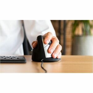 R-Go HE Break Vertical Mouse Mouse - USB Type C - Optical - 5 Button(s) - Black - PC, Mac - Cable - 2400 dpi - Scroll Whee