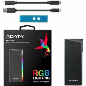 Adata AEC700GU32G2-CGY Carcasa de unidad SATA, PCI Express NVMe 3.0 x4 - USB 3.2 (Gen 2) Tipo C Interfaz de host - Soporte