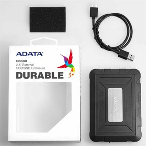 Adata AED600-U31-CBK Carcasa de unidad SATA/600 - USB 3.2 (Gen 1) Interfaz de host Externo - Negro - 1 x HDD admitido - 1 