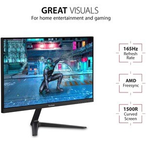 Monitor LED ViewSonic OMNI VX2418C 24.0" (61.0cm) Class Full HD Pantalla curva - 16:9 - 23.6" (59.9cm) Viewable - Alineaci