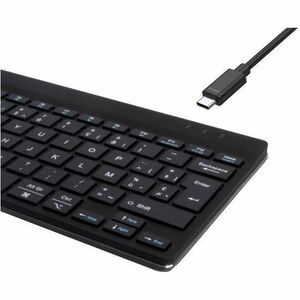 R-Go Compact Break Keyboard - Wireless Connectivity - USB Type C Interface - Belgian - AZERTY Layout - Black - Scissors Ke