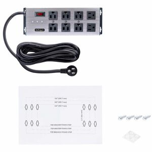 StarTech.com 8-Outlet Industrial Power Strip 125V/15A, EMI/RFI Isolation, Surge Protection, Mountable PDU, 12ft NEMA 5-15P