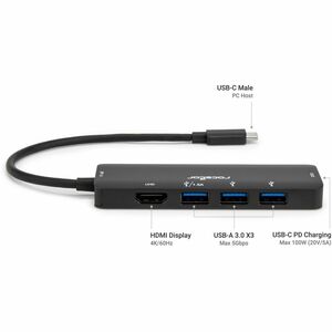 Rocstor Type-C to HDMI/USB-Ax3/Type-C PD Charging with DP1.4 Alt Mode - 1 x USB 3.1 Type C - Male - 1 x HDMI Digital Audio