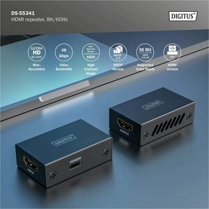 Digitus HDMI-Verlängerung - Schwarz - 1 x USB - 2 x HDMI - 13 m Operating Distance - Metall
