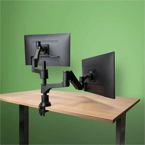 Braccio porta monitor R-Go Caparo, braccio porta monitor doppio regolabile con molla a gas, capacità di carico 3-9 kg, nero