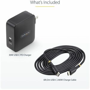 StarTech.com 140W USB-C Wall Charger, USB-IF Certified, PD 3.1 Portable GaN Charging Power Adapter, 6ft/1.8m USB-C to USB-
