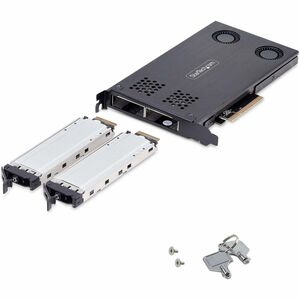 StarTech.com Dual-Bay M.2 NVMe SSD to PCIe x8 Removable Mobile Rack; Bifurcation Required; Tool-less Installation, PCIe Ho