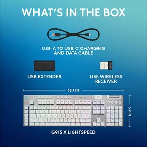 Logitech G915 X LIGHTSPEED Low-Profile Wireless Gaming Keyboard, Double-Shot PBT Keycaps, Fully Programmable Keys, RGB Bac