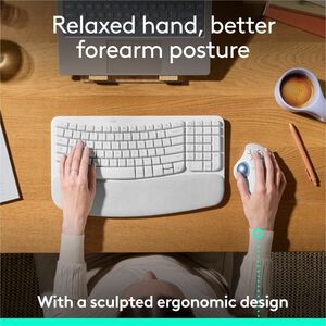 Logitech ERGO M575S Wireless Trackball Mouse, Wireless Ergonomic Mouse, Comfortable Thumb Control, Precise Tracking (Off-w