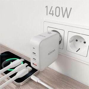 CHARGER GAN 140W 2XUSB-C PD3.1 QC4.0 1XUSB-A QC3.0 WHITE