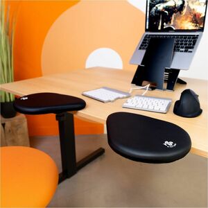 R-Go Armrest - Black - Clamp Mount - Foam, Medium-density Fibreboard (MDF)