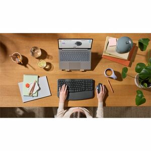 Logitech ERGO M575S Trackball - Optical - Wireless - 32.81 ft - Bluetooth/Radio Frequency - 2.40 GHz - Blue, Graphite - US