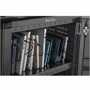V7 36 Device USB-C PD Prewired US Charge Cart - Push Handle Handle - 4 Casters - 5" Caster Size - Steel, High-grade Cold R