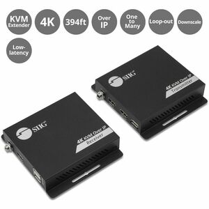 SIIG HDMI 4K30Hz KVM Over IP Extender - 120m(394ft) - Over IP KVM Extender - One to Many - HDMI Loop-out - Downscaler - Lo