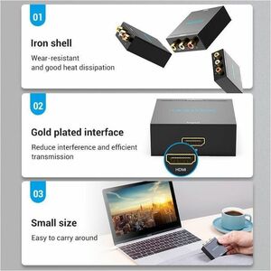 Vention AEEB0 Signal Converter - Black - Functions: Signal Conversion - 1080p - 1920 x 1080 - Full HD - NTSC, PAL - HDMI -