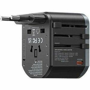 Vention FJC 1.84 kW AC Adapter - Box - Universal Adapter - 1 USB - 2 USB Type-C - 120 V AC, 230 V AC Input - 5 V DC, 9 V D