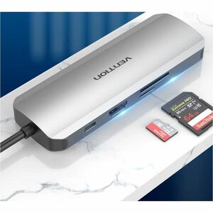 Vention TOKHB USB Type C Docking Station for Notebook, Monitor, Gaming Console, Memory Card Reader - Charging Capability -