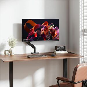 Manhattan Desk Mount for Monitor, Flat Panel Display, Curved Screen Display - Black - Landscape/Portrait - Height Adjustab