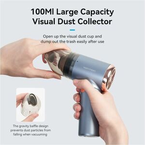 Vention KRA Cordless Portable Vacuum Cleaner - Black, Blue - 100 mL Dust Capacity - Nozzle, Upholstery Nozzle, Brush Tool 