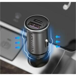 Vention FFFHO 30 W Auto Adapter - Box - Universal Adapter - 1 USB - 1 USB Type-C - For Smartphone, iPhone - 12 V DC, 24 V 
