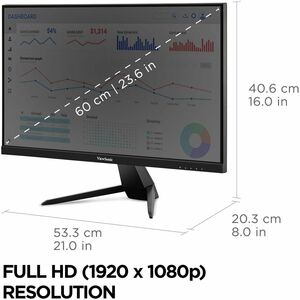 Monitor LED ViewSonic VX2467U 24.0" (61.0cm) Class Full HD - 16:9 - Negro - 23.6" (59.9cm) Viewable - SuperClear IPS - LED