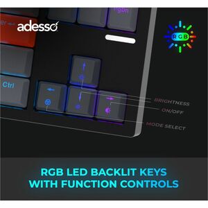 Adesso EasyTouch 1100 Keyboard - Wired/Wireless Connectivity - Bluetooth/RF - 2.40 GHz - USB Interface - RGB LED - 88 Key(